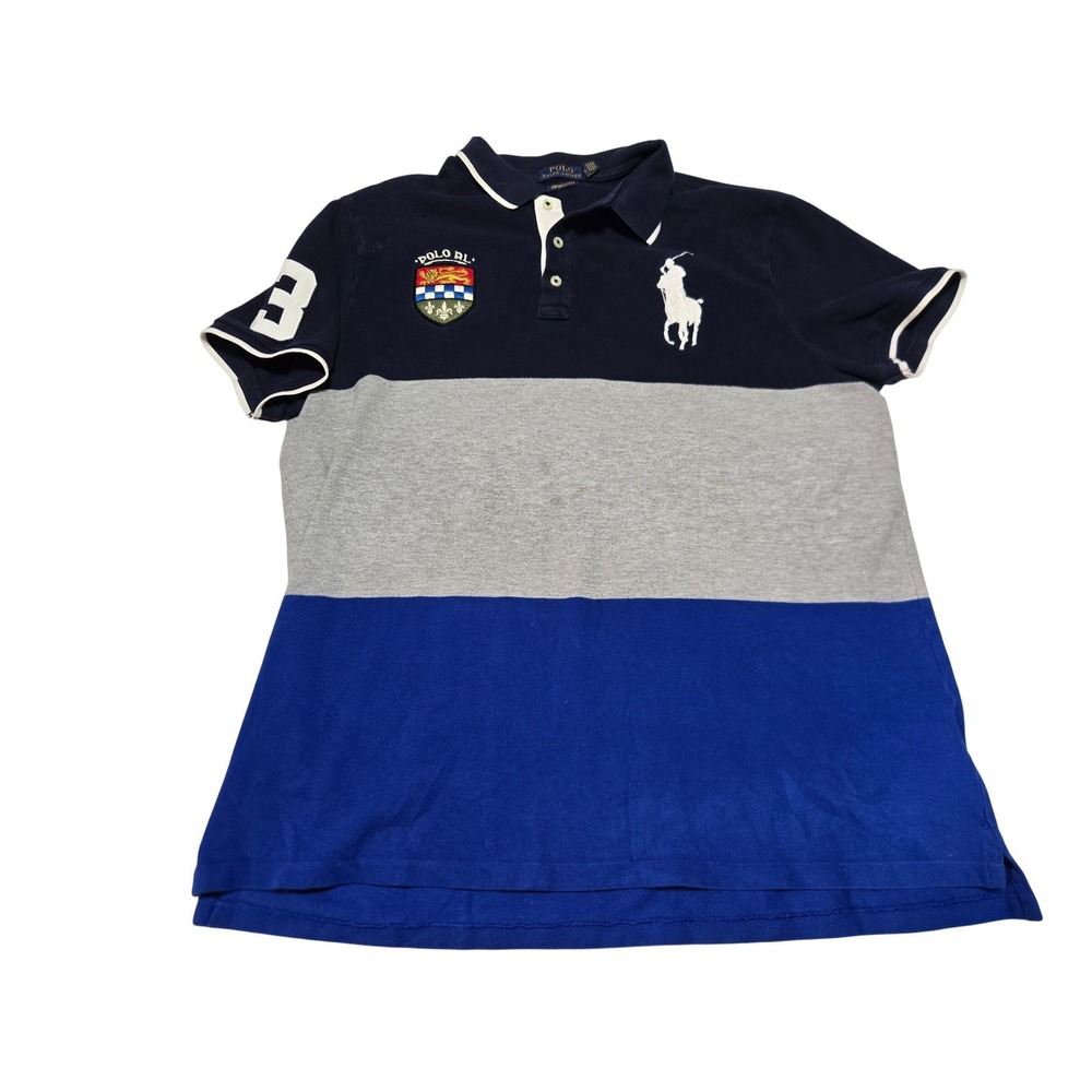 Polo Ralph Lauren  Colorblock‎ Polo Shirt Big Pony Men's XL Navy Gray Blue